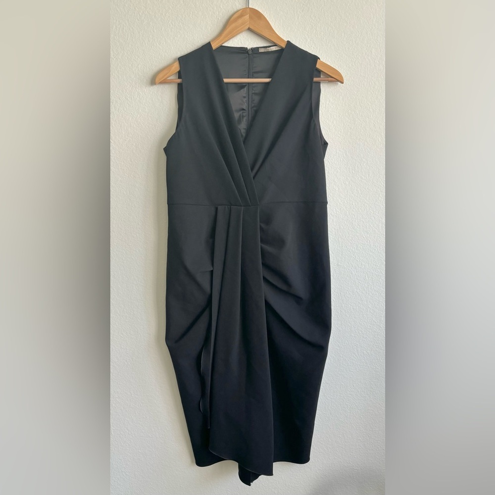 Kobi Halperin Sleeveless Black Drape Sheath Dress
